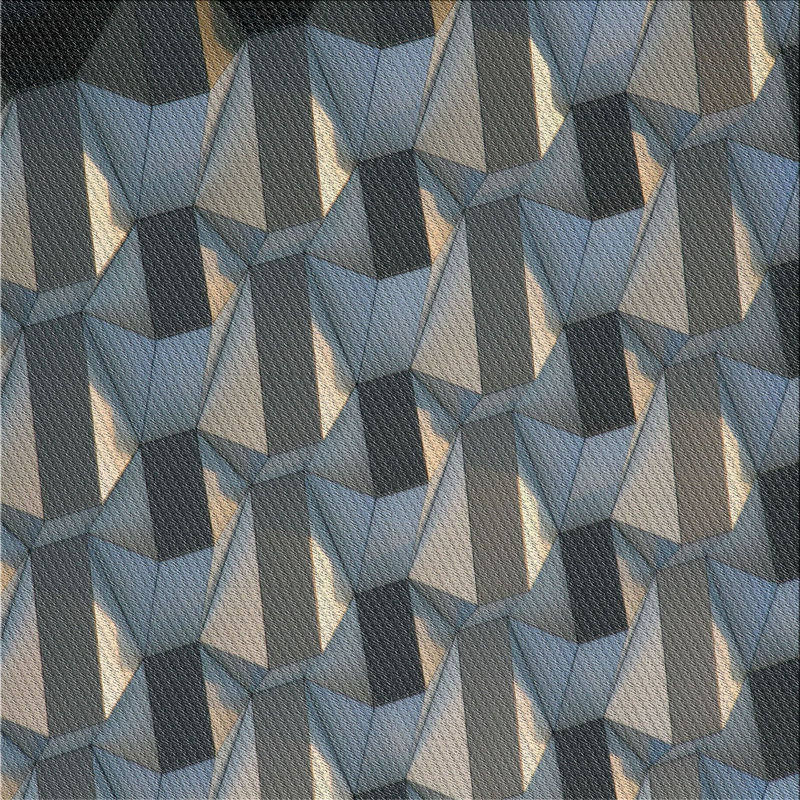 Tapis géométrique bleu / gris, Carré 7 pi