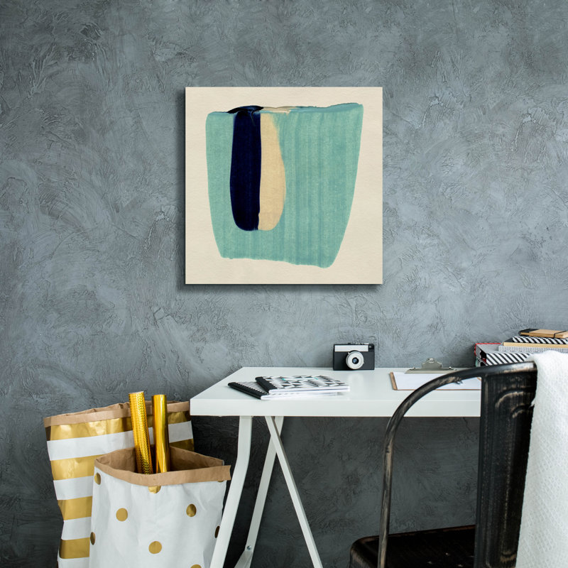  «Teal Swipe 2» par Emma Caroline, art mural sur toile, 18 po x 18 po