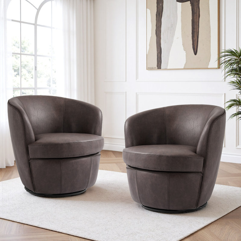 Aunna 81Cm Wide Swivel Club Chair, Chocolate 