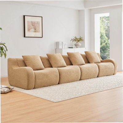 Canapé à 3 places Boneless avec tissu en peluche de haute qualité, conception antidérapante, sans assemblage, accoudoirs courbés et look épuré pour les espaces de vie