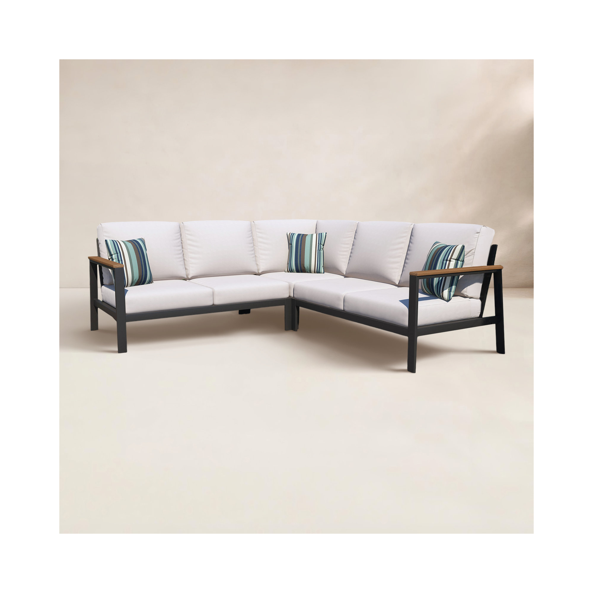 Townsend Outdoor 5 Person Sectional Seating Group With Sunbrella Cushions