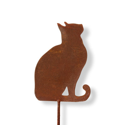 Sitting Cat Garden Stake Brown Iron Everyday