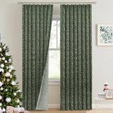 Fabdivine Light Green and Brown Handmade Floral Curtain Bohemian Soft Linen, 27x24 Inches, Block Print, Two-Side Panels with Pleated Pinch Design for Room Darkening, Blackout Patio, Himachal