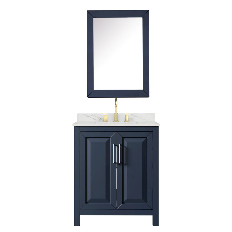 Daria 30'' W Vanity, Blue, Brushed Gold, White Quartz