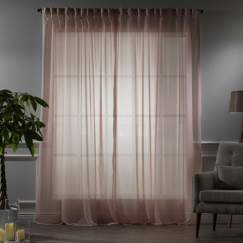 Extra Long & Extra Wide Chiffon Faux Silk Crep Single Panel Curtain, Pink, 140cm Width x 350cm Drop