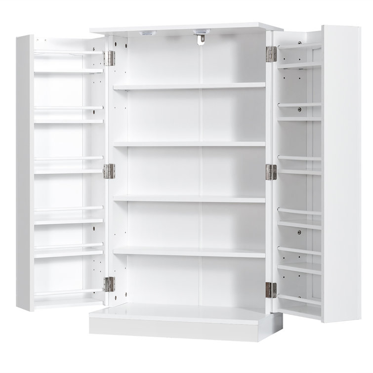 Lark Manor White Food Storage Kitchen Pantry with Glass Doors & Reviews