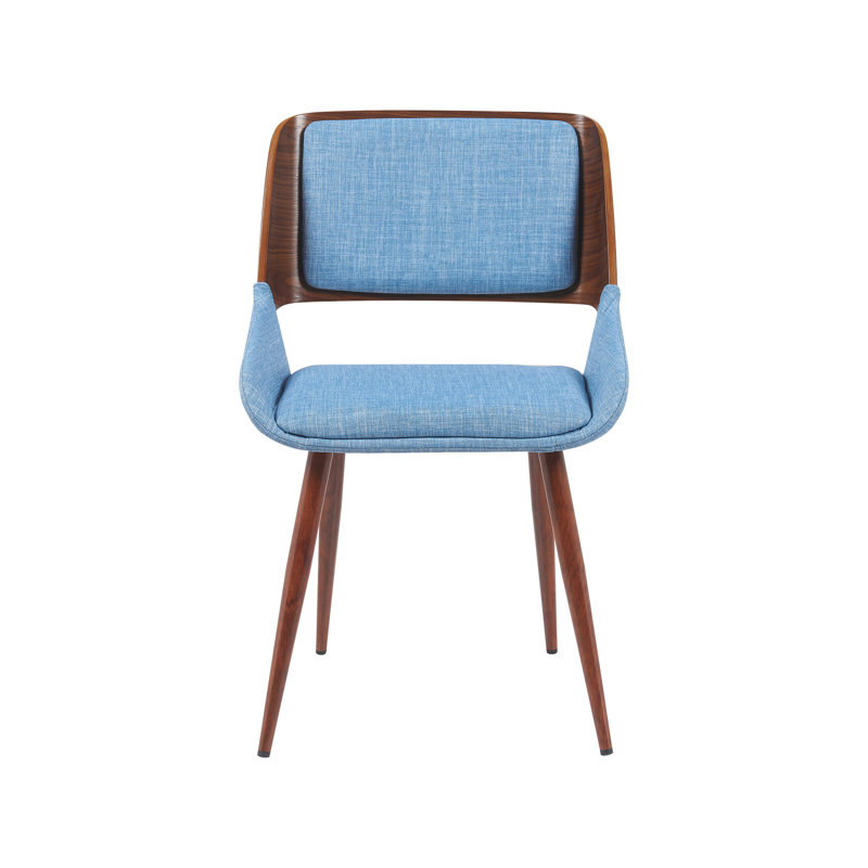 Chaise de salle à manger rembourrée Almar, Natté bleu clair