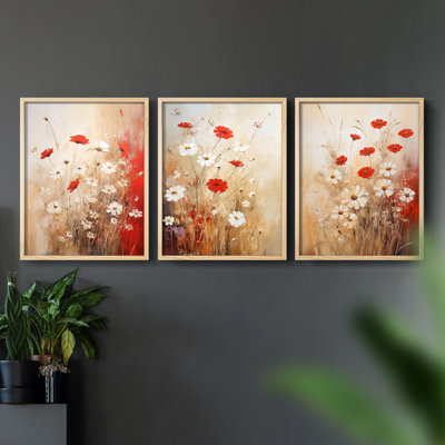 Floral Study  Series  CXVII  -Set Of 3 Framed Giclee Prints -Ready to