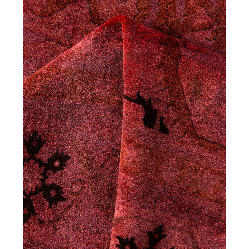 Overdyed Hand-Knotted Wool Modern-Contemporary Red Area Rug 9' 1" x 11' 10"
