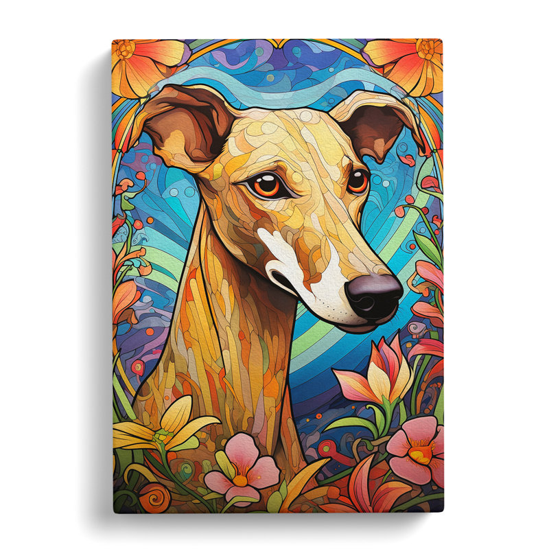 Whippet Nouveau - Print, 76cm H x 50cm W x 3cm D