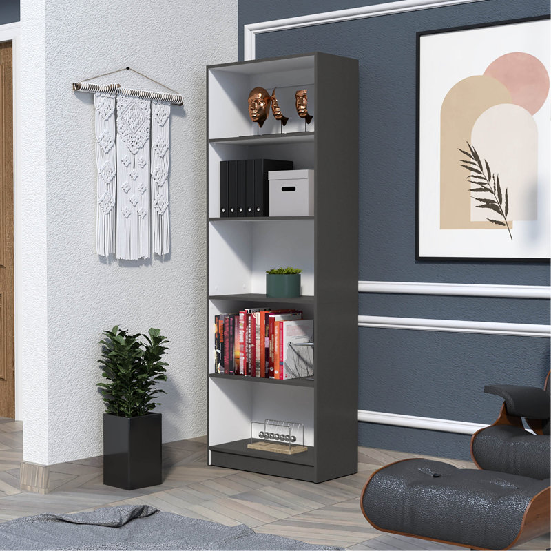 5-shelf Bookcase - Efficient Storage Option. . Fits Contemporary Interiors In Spacious Solution. Enhances Room Utilization
