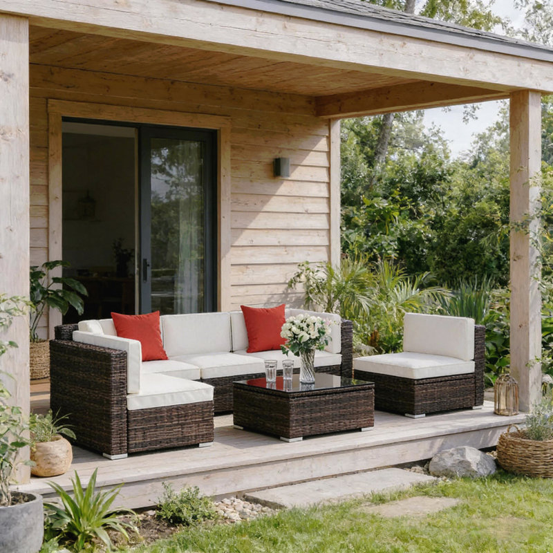 Ensemble de conversation moderne pour l'extérieur, ensemble de meubles de patio 6 pièces, ensemble de canapé modulaire d'extérieur