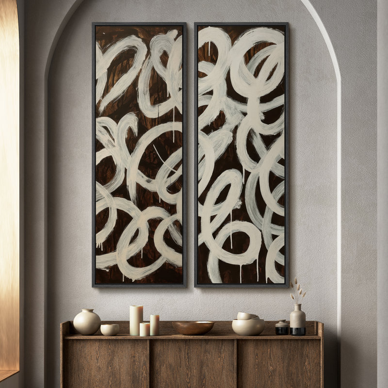 «Vintage Landscape Wall Art», ensemble de 2 toiles encadrées 20 x 60 pouces, Noir