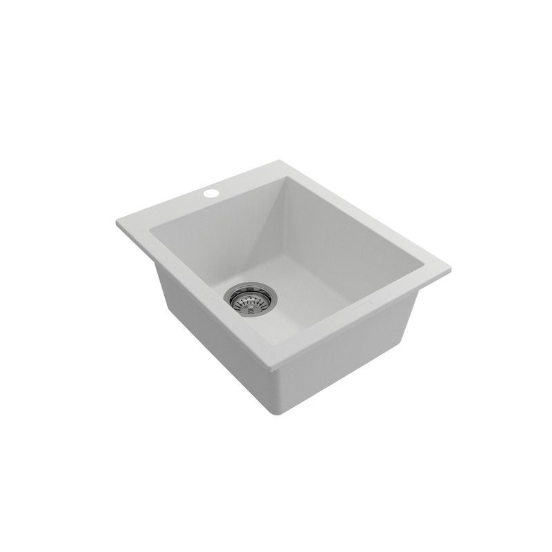 Terralife Hyperion 16 Dual-Mount Granite Composite 16 In. Single Bowl Bar Sink, Matte White