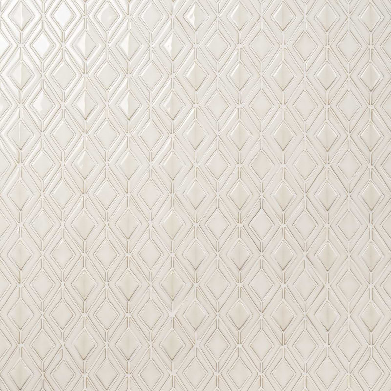 Nabi Jewel 3D Glossy Glass Mosaic Tile, Natural White