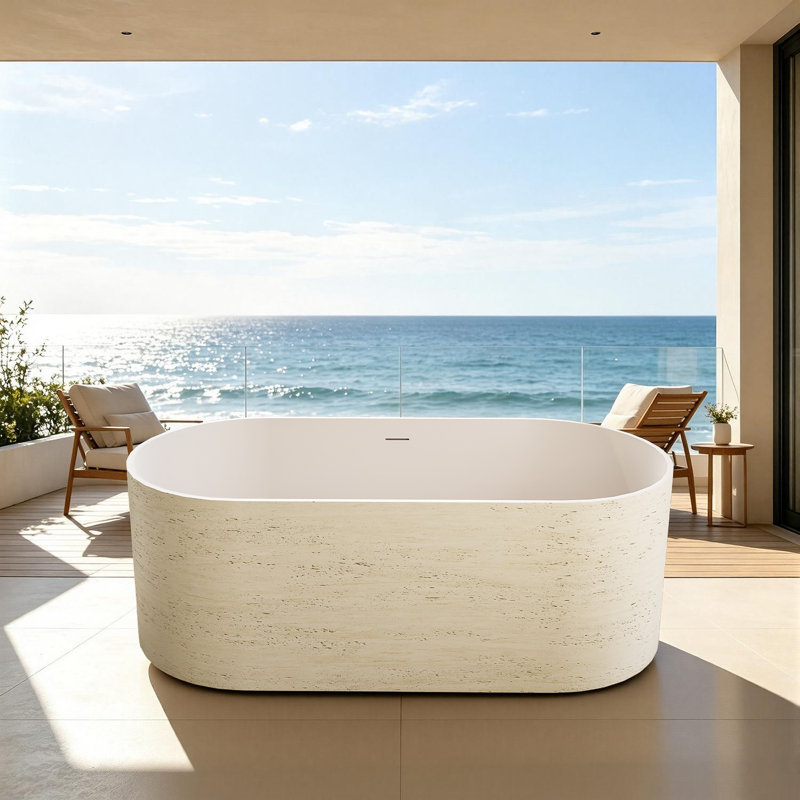 63" Solid Surface Freestanding Bathtub