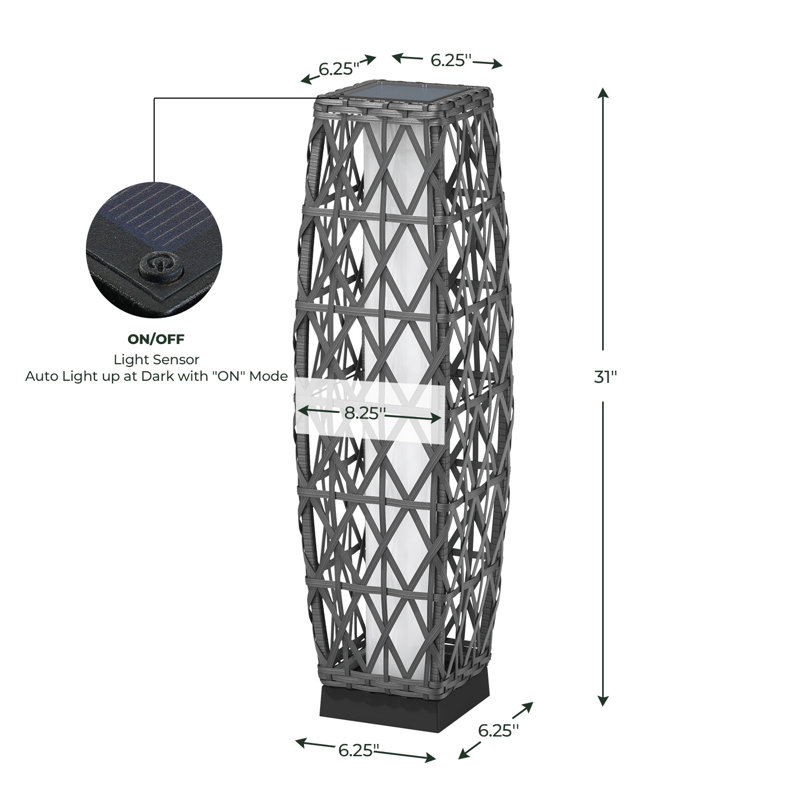 30.75" Solar Integrated Led Outdoor Floor Lamp(Set Of 2)