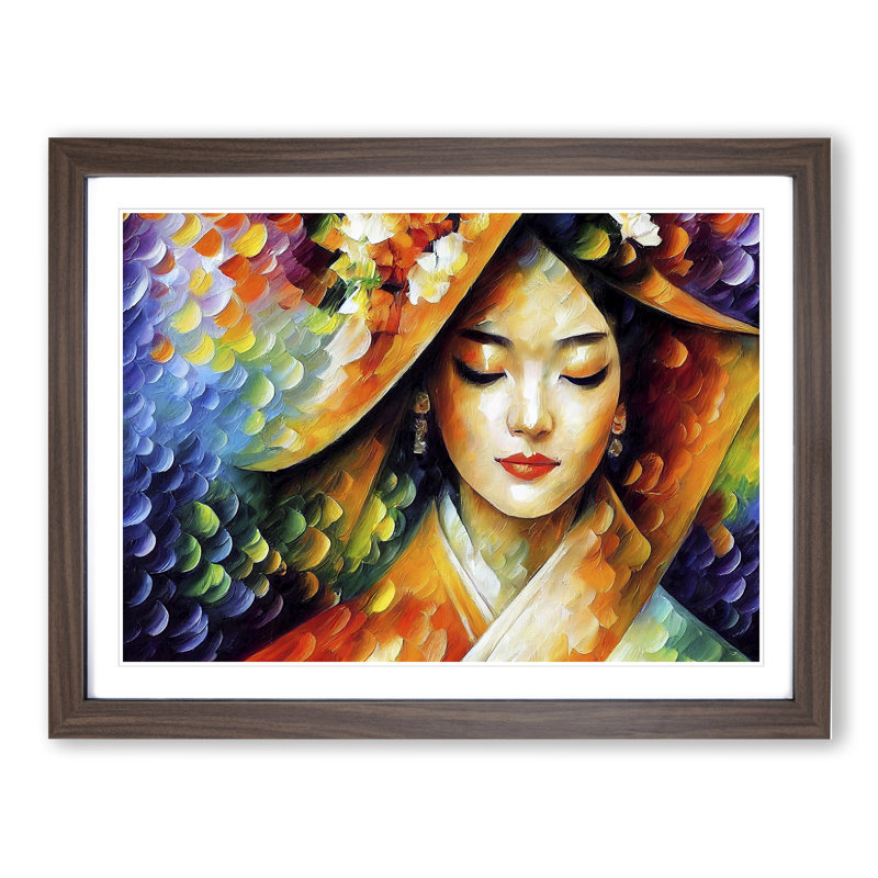 Shimmering Geisha Vol.3 Abstract - Framed Print, 46cm H x 64cm W x 2cm D, Walnut