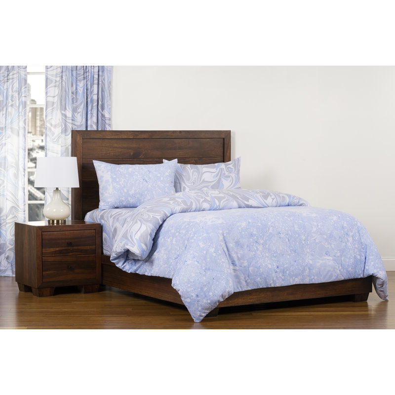 Queen Blue Ice and Quicksilver Polyester Duvet Cover Set