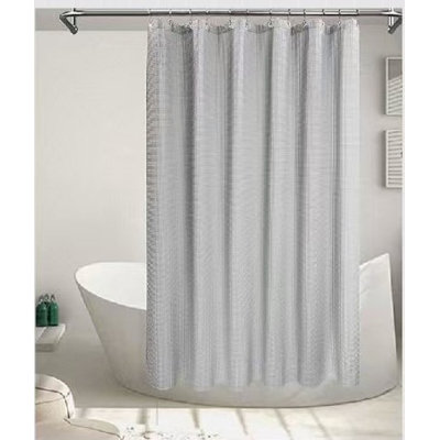 Rideau de douche gaufré en polyester + crochets en métal
