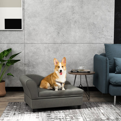 Dog Bed, Gray - Comfortable Cushion, Hidden Storage, Easy Assembly For Small & Medium Dogs Pet Dogs, With Storage And