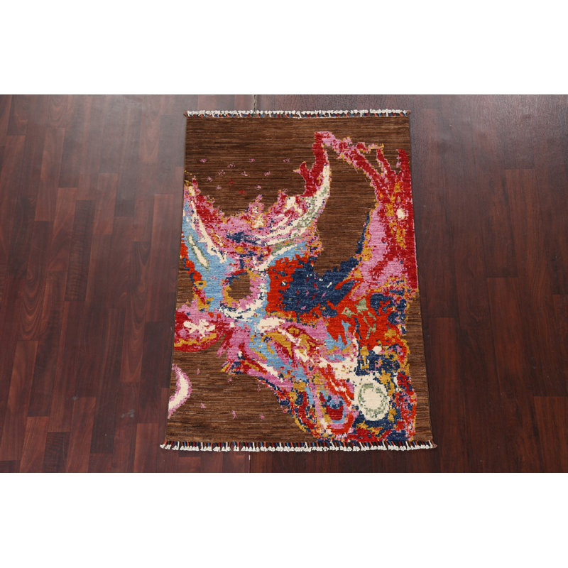 One-of-a-Kind 3'3" X 4'10" New Age Wool Area Rug in