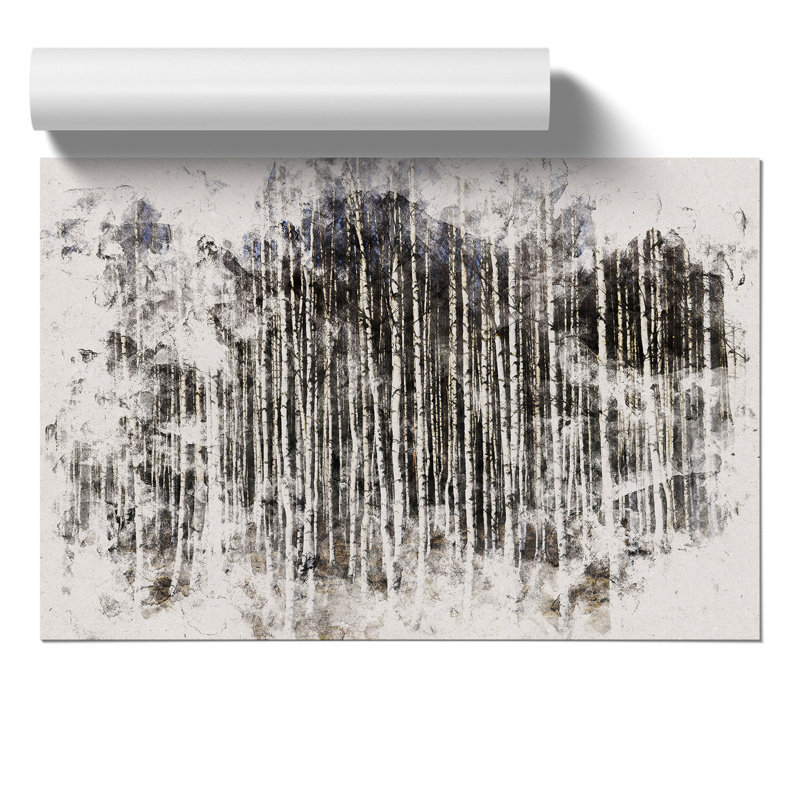 Birch Tree Forest Watercolour - Frameless Print, 21cm H x 30cm W x 0.1cm D