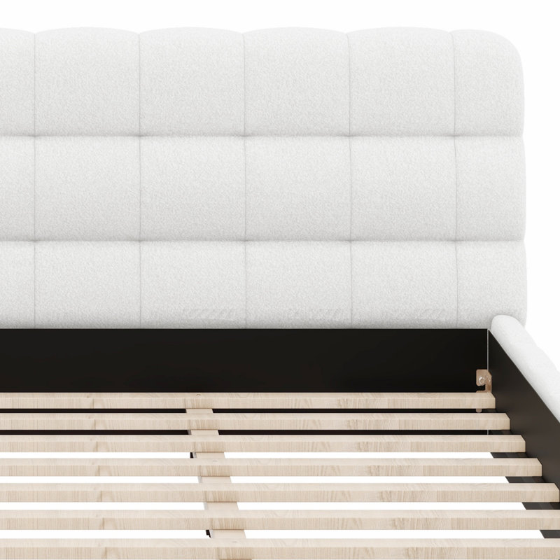 Lit plateforme tapissier Elegant, Blanc