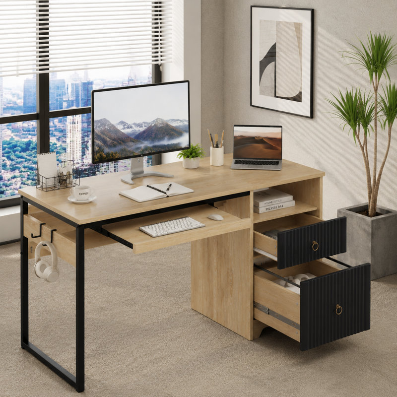 Bureau d'écriture avec plateau pour clavier Labelle, Log/Black