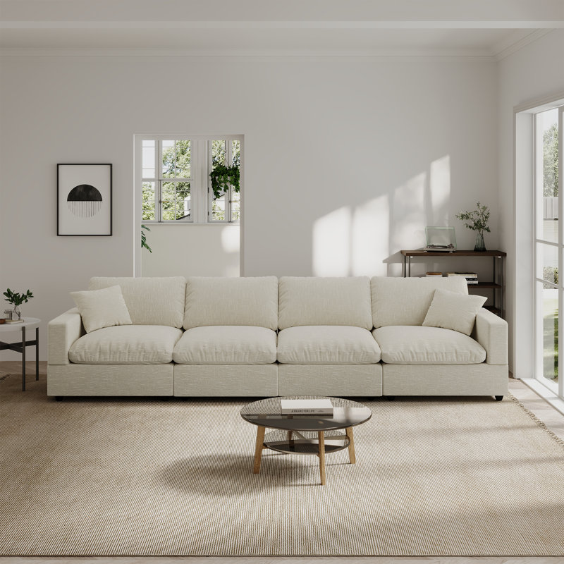 Canapé modulaire rembourré Obala, Beige