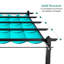 Pergola en aluminium 10 x 10 pi avec pavillon bleu rétractable, pavillon extérieur avec rideaux et filet pour patio, terrasse, bord de piscine, parasol en treillis de raisin, résistant à la rouille