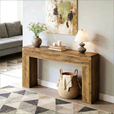 Table d'entrée en bois, console rustique, canapé