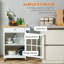 27" Rolling Kitchen Island Cart With Drawer And Glass Door Cabinet(No Include Stool)