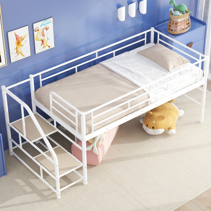 Lit mezzanine avec escalier de rangement, Watsons, Blanc