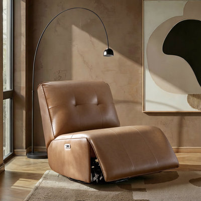 Adamira Modern Faux Leather Swivel Rocker Power Recliner with USB Ports