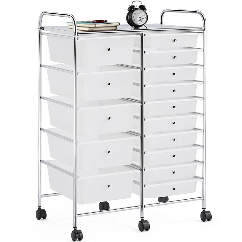 91cm H x 63cm W Utility Storage Cart with Wheels, White