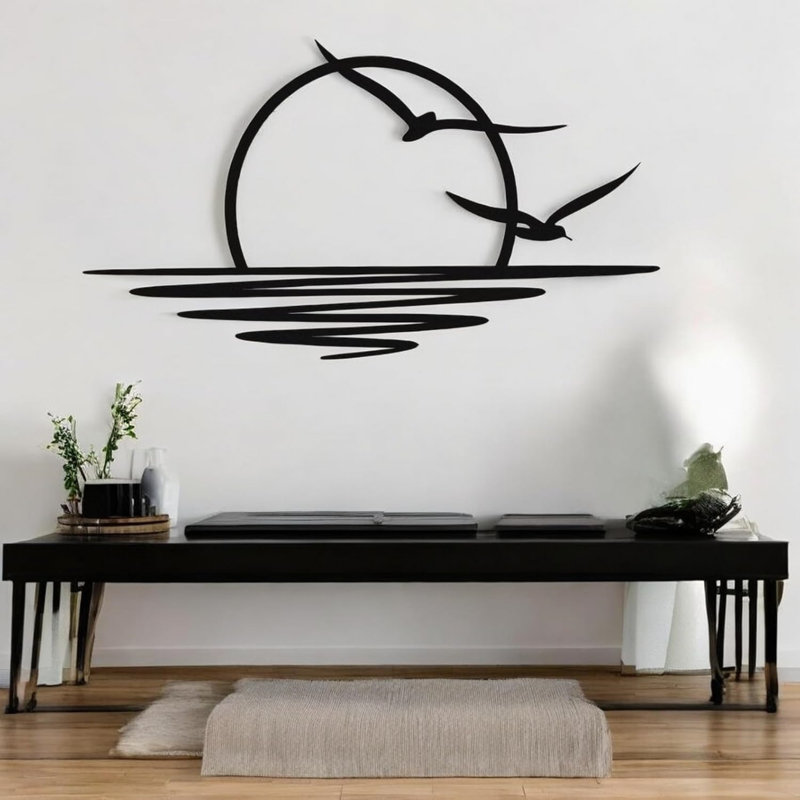 Art mural en métal et soleil scintillant - Suspension murale minimaliste pour l'intérieur et l'extérieur