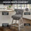 Tabouret de bar pivotant à 360 degrés Emmett gris pâle avec clous décoratifs-1599138858