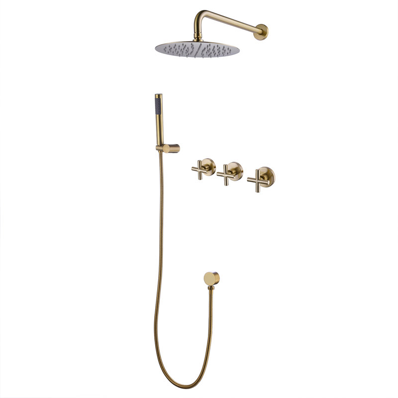 Système de douche complet avec valve brute, Or brossé