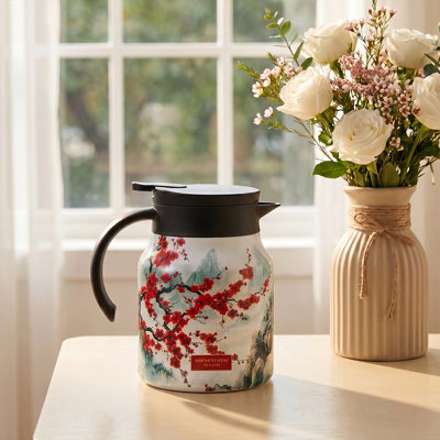 Vintage Floral Pattern Thermal Teapot with Built-in Infuser