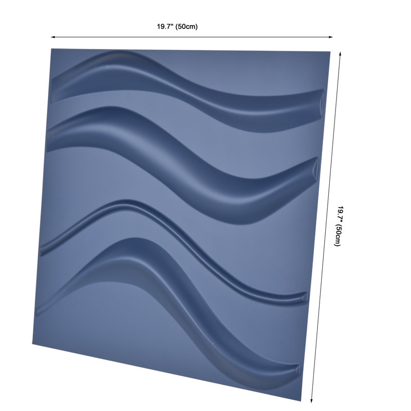 12-Pack 19.7"x19.7" 3D Wave Design Wall panels,PVC Panel for Interior Wall Decor,Blue