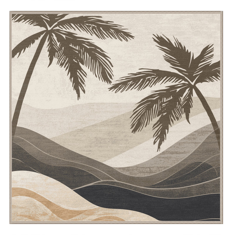 Machine Washable Pacchiana Tropical Ombre Rug in Beige – Beige Binding, 8' Square