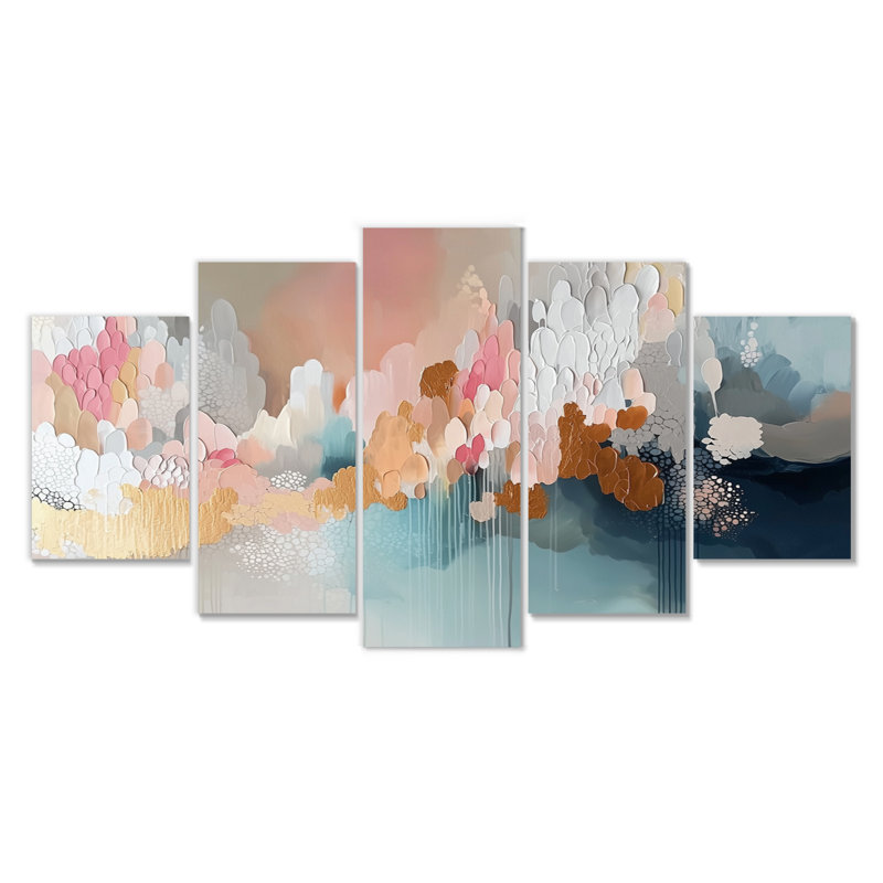 "White and Gold Brushstroke", peinture abstraite I - ensemble de reproductions d'art murales abstraites