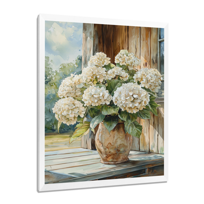 Barraclough - décoration murale florale, H 20 po x l 12 po, Reproduction encadrée d'une seule photo, Blanc