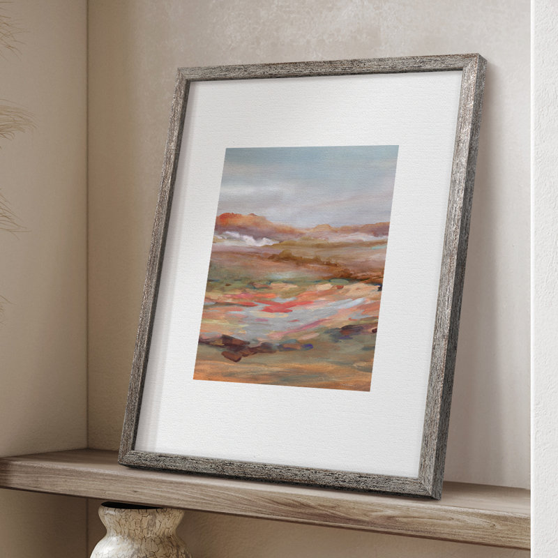 Painted Desertscape Framed Print - Solid Wood