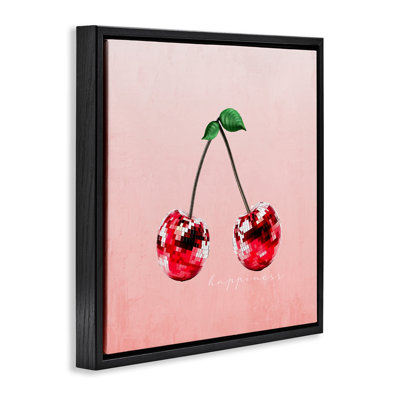Happiness Disco Cherries Floating Frame, design by Kim Allen