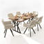 Ensemble de table de salle à manger 7 pièces avec fauteuils pivotants rembourrés, table rectangulaire aspect bois et base en métal
