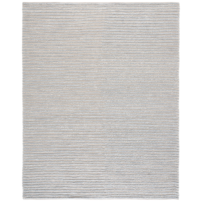 Tapis bleu clair / ivoire en laine / coton à motif plat Natura 287, Rectangle 8 pi x 10 pi