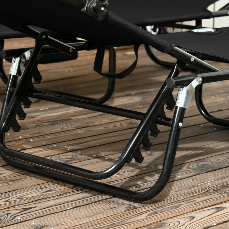 Chaises de plage avec baldaquin et fonction inclinable - pliable, structure en acier, poche latérale noire pour patio, piscine, cour pliable au bord de la piscine, poche, parasol pour l'extérieur, plage, cour, patio