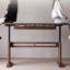 Bureau rectangulaire en bois massif avec 2 tiroirs Brownness-1203789507